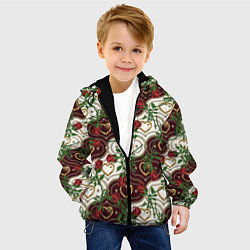 Куртка с капюшоном детская Романтика - сердечки и розы, цвет: 3D-черный — фото 2
