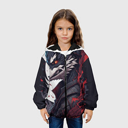 Куртка с капюшоном детская Волк в полнолуние, цвет: 3D-черный — фото 2