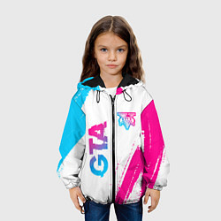 Куртка с капюшоном детская GTA neon gradient style: надпись, символ, цвет: 3D-черный — фото 2