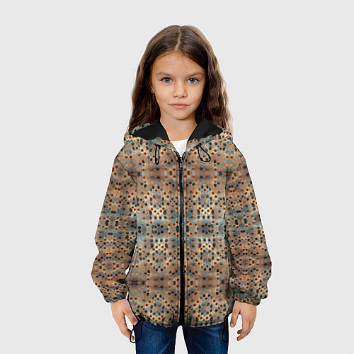 Детская куртка Ржавые абстрактные цветы в горошек / 3D-Черный – фото 3