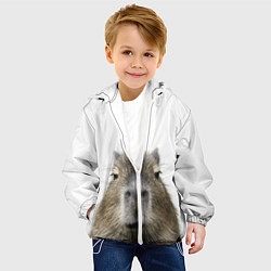 Куртка с капюшоном детская Капибара пофигист, цвет: 3D-белый — фото 2