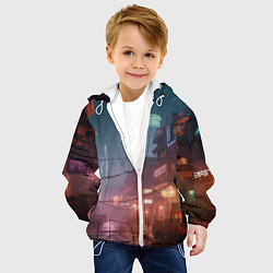Куртка с капюшоном детская Киберпанк город будущего, цвет: 3D-белый — фото 2