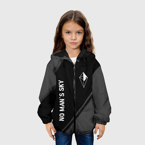 Детская куртка No Mans Sky glitch на темном фоне: надпись, символ / 3D-Черный – фото 3