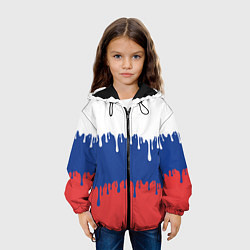 Куртка с капюшоном детская Флаг России - потёки, цвет: 3D-черный — фото 2