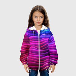 Куртка с капюшоном детская Сине-фиолетовый градиент, цвет: 3D-белый — фото 2