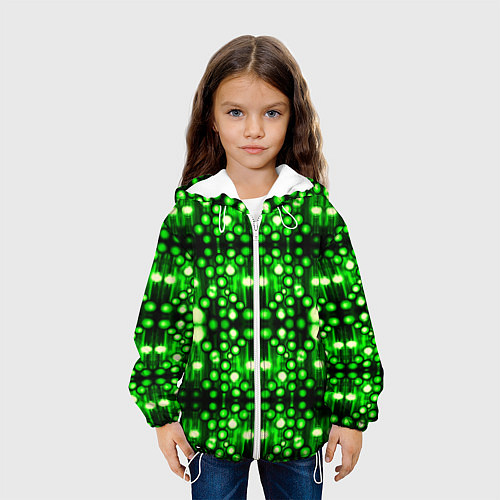 Детская куртка Ярко-зелёный точечный узор / 3D-Белый – фото 3