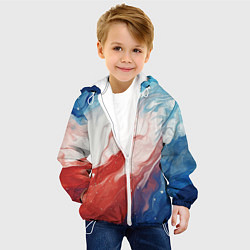 Куртка с капюшоном детская Белый синий красный, цвет: 3D-белый — фото 2