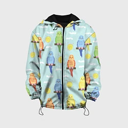 Куртка с капюшоном детская Попугайчики, цвет: 3D-черный