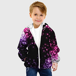 Куртка с капюшоном детская Неоновые звезды - neon, цвет: 3D-белый — фото 2