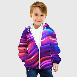 Куртка с капюшоном детская Неоновые волны, цвет: 3D-белый — фото 2