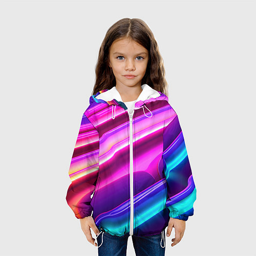 Детская куртка Неоновые объемные полосы / 3D-Белый – фото 3