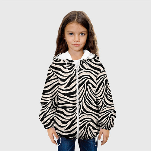 Детская куртка Полосатая шкура зебры, белого тигра / 3D-Белый – фото 3