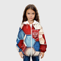 Куртка с капюшоном детская Объемные плиты и герб России, цвет: 3D-белый — фото 2