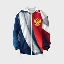 Куртка с капюшоном детская Герб России абстракция, цвет: 3D-белый