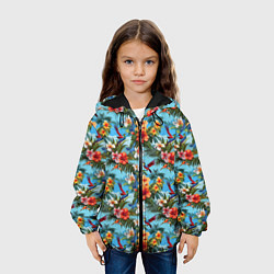 Куртка с капюшоном детская Паттерн с цветами, цвет: 3D-черный — фото 2