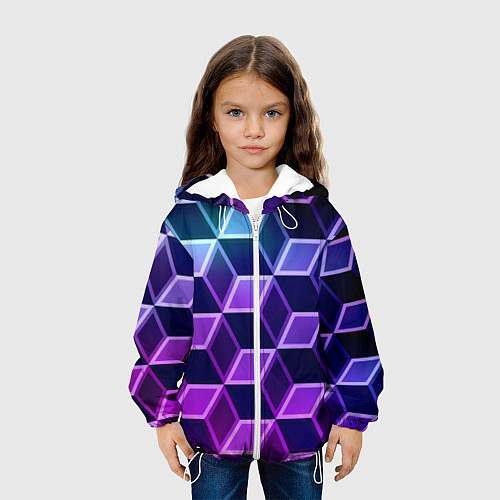 Детская куртка Неоновые кубы иллюзия / 3D-Белый – фото 3