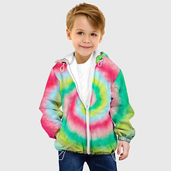 Куртка с капюшоном детская Тай дай клубничный, цвет: 3D-белый — фото 2