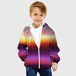 Куртка с капюшоном детская Закат, абстрактные полосы с размытием, цвет: 3D-белый — фото 2