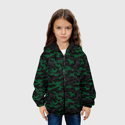 Детская куртка Точечный камуфляжный узор Spot camouflage pattern / 3D-Черный – фото 3