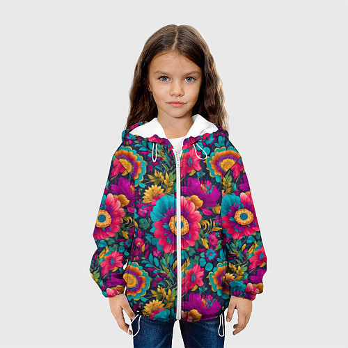 Детская куртка Цветочный микс / 3D-Белый – фото 3