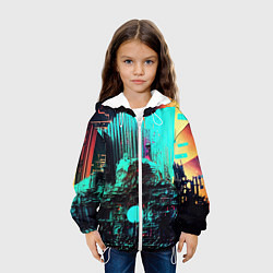 Куртка с капюшоном детская Городская радиоволна, цвет: 3D-белый — фото 2