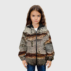 Куртка с капюшоном детская Деревянный разлом, цвет: 3D-черный — фото 2