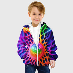 Куртка с капюшоном детская Паутина абстракция, цвет: 3D-белый — фото 2