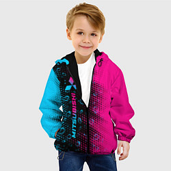 Куртка с капюшоном детская Mitsubishi - neon gradient: по-вертикали, цвет: 3D-черный — фото 2