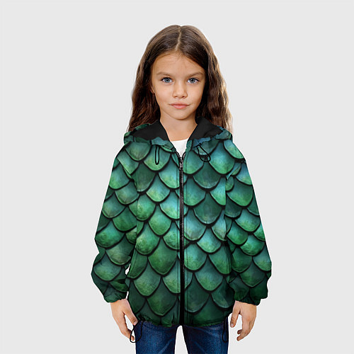 Детская куртка Чешуя зелёного дракона / 3D-Черный – фото 3