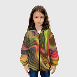 Куртка с капюшоном детская Abstraction waves, цвет: 3D-черный — фото 2