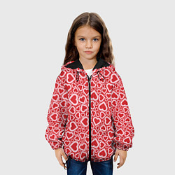 Куртка с капюшоном детская Любовь - сердечки, цвет: 3D-черный — фото 2