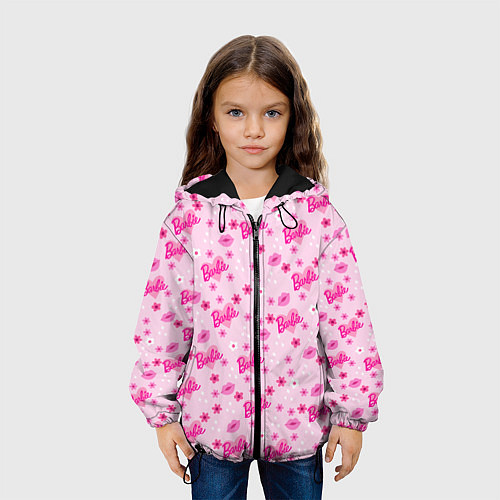 Детская куртка Барби, сердечки и цветочки / 3D-Черный – фото 3