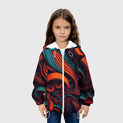 Куртка с капюшоном детская Витиеватые узоры, цвет: 3D-белый — фото 2