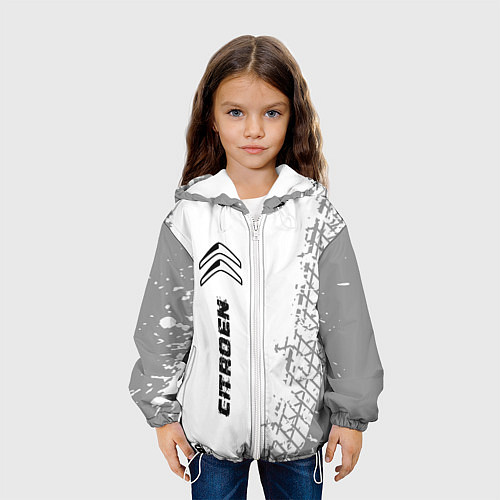 Детская куртка Citroen speed на светлом фоне со следами шин: по-в / 3D-Белый – фото 3