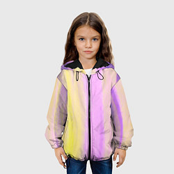 Куртка с капюшоном детская Акварельный градиент желто- розовый, цвет: 3D-черный — фото 2