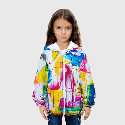Детская куртка Красочный принт / 3D-Белый – фото 3