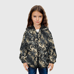 Куртка с капюшоном детская Японские волны в темных тонах, цвет: 3D-черный — фото 2