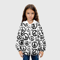 Куртка с капюшоном детская Many peace logo, цвет: 3D-белый — фото 2