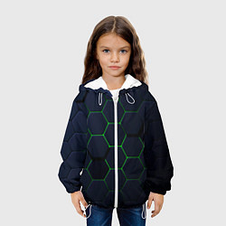 Куртка с капюшоном детская Honeycombs green, цвет: 3D-белый — фото 2