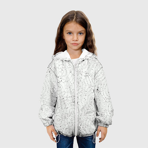 Детская куртка Хаотичная черно-белая рябь - узор Хуф и Ся / 3D-Белый – фото 3