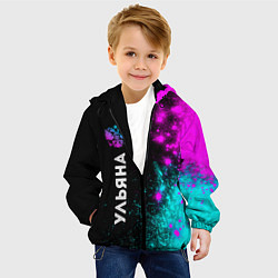 Куртка с капюшоном детская Ульяна и неоновый герб России: по-вертикали, цвет: 3D-черный — фото 2