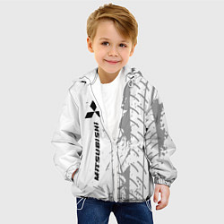 Куртка с капюшоном детская Mitsubishi speed на светлом фоне со следами шин: п, цвет: 3D-белый — фото 2