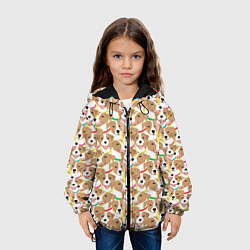 Куртка с капюшоном детская Джек рассел терьер в разноцветных ошейниках, цвет: 3D-черный — фото 2