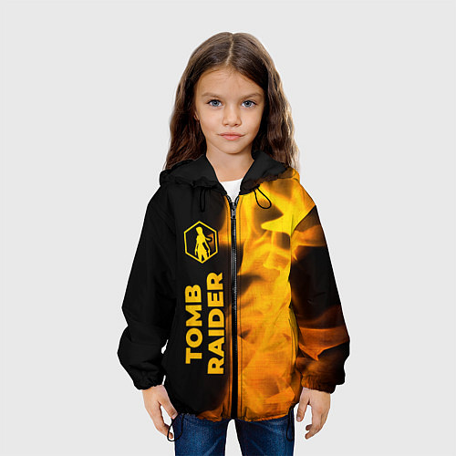 Детская куртка Tomb Raider - gold gradient: по-вертикали / 3D-Черный – фото 3
