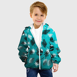 Куртка с капюшоном детская Летний узор с пальмами, цвет: 3D-белый — фото 2