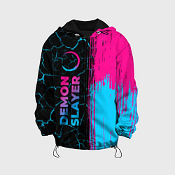 Куртка с капюшоном детская Demon Slayer - neon gradient: по-вертикали, цвет: 3D-черный