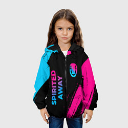 Куртка с капюшоном детская Spirited Away - neon gradient: надпись, символ, цвет: 3D-черный — фото 2