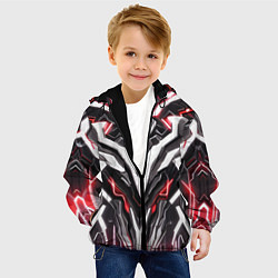 Куртка с капюшоном детская Неоновая кибер броня красная, цвет: 3D-черный — фото 2