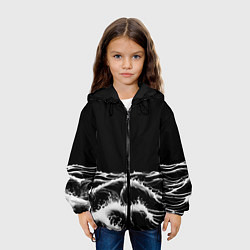 Куртка с капюшоном детская Черные бущующие волны, цвет: 3D-черный — фото 2