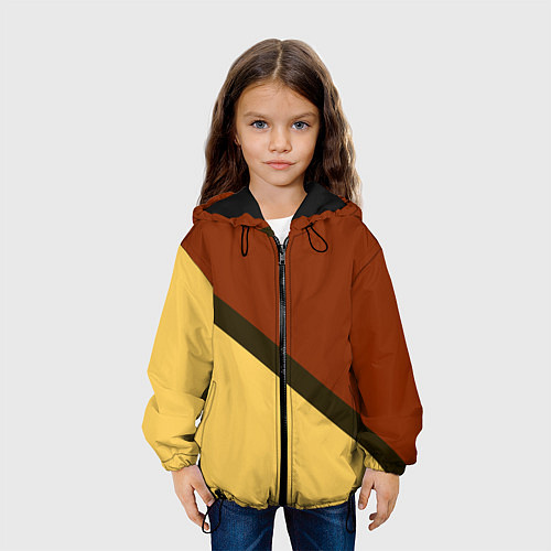 Детская куртка Желто-красный диагональ / 3D-Черный – фото 3